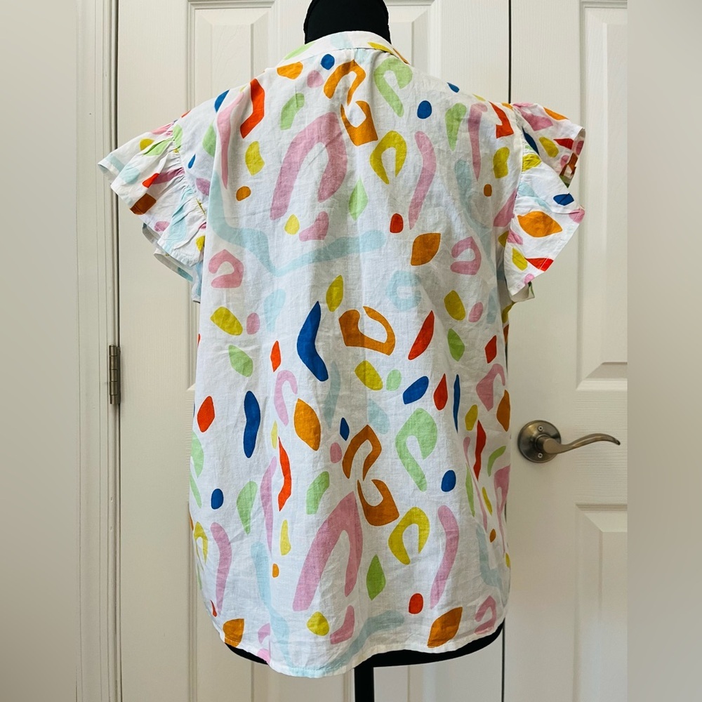 THML Abstract Print Flutter Sleeve Blouse Size S - Picture 3 of 9